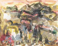 Untitled by Toss Woollaston, watercolour and ink on paper, sold May 2025