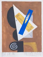 Dick Frizzell, Blue Eye Tiki, gouache on paper