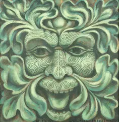 Dick Frizzell, Green Man with Moko, oil on canvas