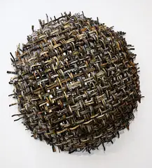 Jeffrey Thomson, Untitled - Woven Mirror, mirror, painted and woven corrugated iron, two parts
