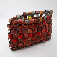 Jeffrey Thomson, Kete, painted and woven corrugated iron
