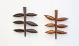Karen Walters, Eyes of Night and Day, ancient swamp Kauri and glass, diptych