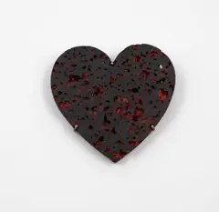 Warwick Freeman, Rangitoto Heart, scoria, paint, gold, oxidised silver, circa 1992