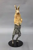 Sean Crawford, Hare Trigger on the Armchair (revisited), taxidermy hare section with laser cut steel drones on a steel frame, paint render
