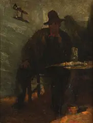 Petrus Van der Velden, Man at an Inn Table, oil on panel