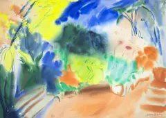 Jane Evans, Garden Seat II, gouache