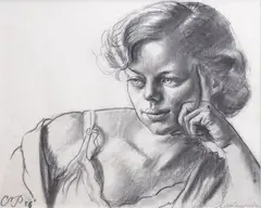Christopher Perkins, Portrait of Ann Challacombe, graphite on paper