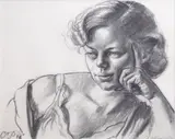 Christopher Perkins, Portrait of Ann Challacombe, graphite on paper