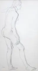 Augustus John, Standing Nude Figure, graphite on paper
