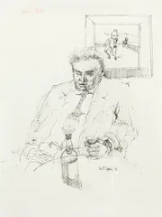 Garth Tapper, Wine bar, ink on paper