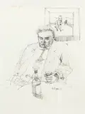 Garth Tapper, Wine bar, ink on paper