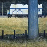 Geoffrey Fuller, Cattle Confined, acrylic on board