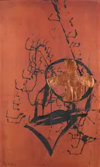 Max Gimblett, Untitled, ink and bronze metallic resin on paper