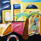 Jane Zusters, Space Age Giotto, oil on canvas