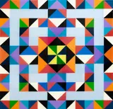Anne Riethmaier, Geometric Complexity, acrylic and liquid glass on board