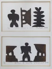 Torso - Bowl and Tree and Bowls & Deity by Gavin Chilcott, lithographs, 4/100 and 20/100, sold May 2025