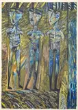 Peter Cleverley, Humans on the Earth, mixed media on paper