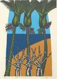 Jo Ogier, Nikau and hand x 3, screenprint, 4/12