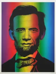 Ron English, Abraham Obama, colour screenprint, 1/1
