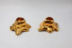 Kosta Boda, Pair of glass votives, molten glass with gilt decoration