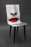 Fornasetti Milano, Bocca chair, hand-silkscreened, painted and lacquered wood, with solid wood tubular legs (birchwood and beech), manufactured in 2015