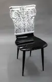 Fornasetti Milano, Capitello Corinzio chair, hand-decorated with solid wood tubular legs (birchwood and beech), designed circa 1955, manufactured in 2014