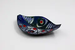 Small enamel bowl by Studio Cellini, of stylised fish form, offered May 2025