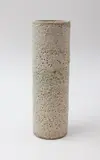John Parker, Volcanic cylinder vase, light grey glazed ceramic with textured volcanic crater motifs