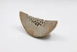 Alan Wallwork, 'Melon wedge' sedge grass holder, stoneware with textured grey-white glaze