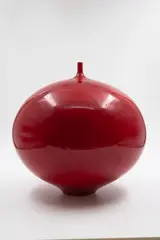 Large red orb vase by Peter Collis, glazed porcelain (small scratch), sold May 2025