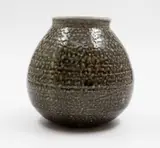 Early ovoid vase by Len Castle, salt glazed stoneware, fired pin the Crum Brickworks kilns, sold May 2025