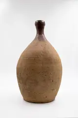 Large bottle vase by Barry Brickell, stoneware with tenmoku glaze to the neck fading to a textured unglazed body (AF), offered May 2025