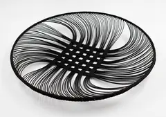 Ruth Castle, Large radiating dish, fish basket weaving technique, fine rattan core dyed with Condys crystals