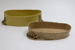 Mollé Goodsell, Two trough vases, with relief decoration of plants and snail
