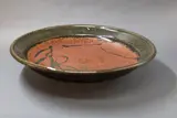 Len Castle, Table bowl, stoneware with wax resist gestural decoration on oversaturated iron glaze over grey ash glaze