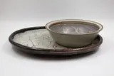 Carrick Oliver, Stoneware bowl, together with a Don Thornley platter (both with some faults)