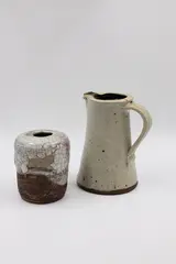 Ian Smail, Tall stoneware jug, together with a small vase
