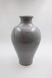 Peter Shearer, Large baluster vase, stoneware with painted leaves and berries design over a matt white ground