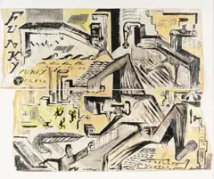 Bill Hammond, Funky Fresh, acrylic on wallpaper, two panels