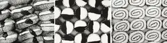 Peter Peryer, Doughnuts, Neenish Tarts, Jam Rolls, gelatin silver print, triptych (1983)
