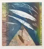 Philippa Blair, White Feathers, Hearts and Tipi, etching, 8/25