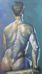 Doug Watkins, Male Nude, pastel on paper