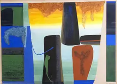 Alan Gilderdale, Megalith 3, gouache and collage on paper