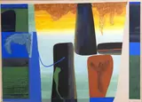 Alan Gilderdale, Megalith 3, gouache and collage on paper