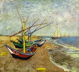 Vincent van Gogh, Boats on the Beach, exhibition poster, Rijksmuseum, Netherlands