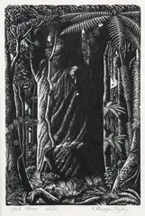 Ernest Mervyn Taylor, Giant Kauri, wood engraving, edition of 25