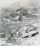 Ray Ching, Adrift, graphite, pencil, ink, conte, carbon, oil, liquin on board