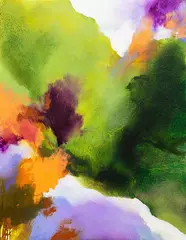 Amanda Gruenwald, Lilac, Orange, Green, acrylic, oil and spray paint on canvas