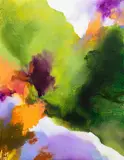 Amanda Gruenwald, Lilac, Orange, Green, acrylic, oil and spray paint on canvas