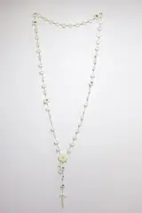 There Is a Green Hill - Nuclear Rosary Series by Niki Hastings-McFall, plastic flowers, rosary beads, crucifix, sterling silver and fishing line, sold Dec 2024